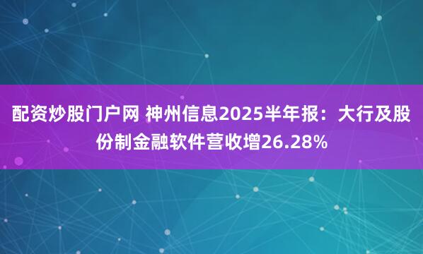 配资炒股门户网 神州信息2025半年报：大行及股份制金融软件营收增26.28%